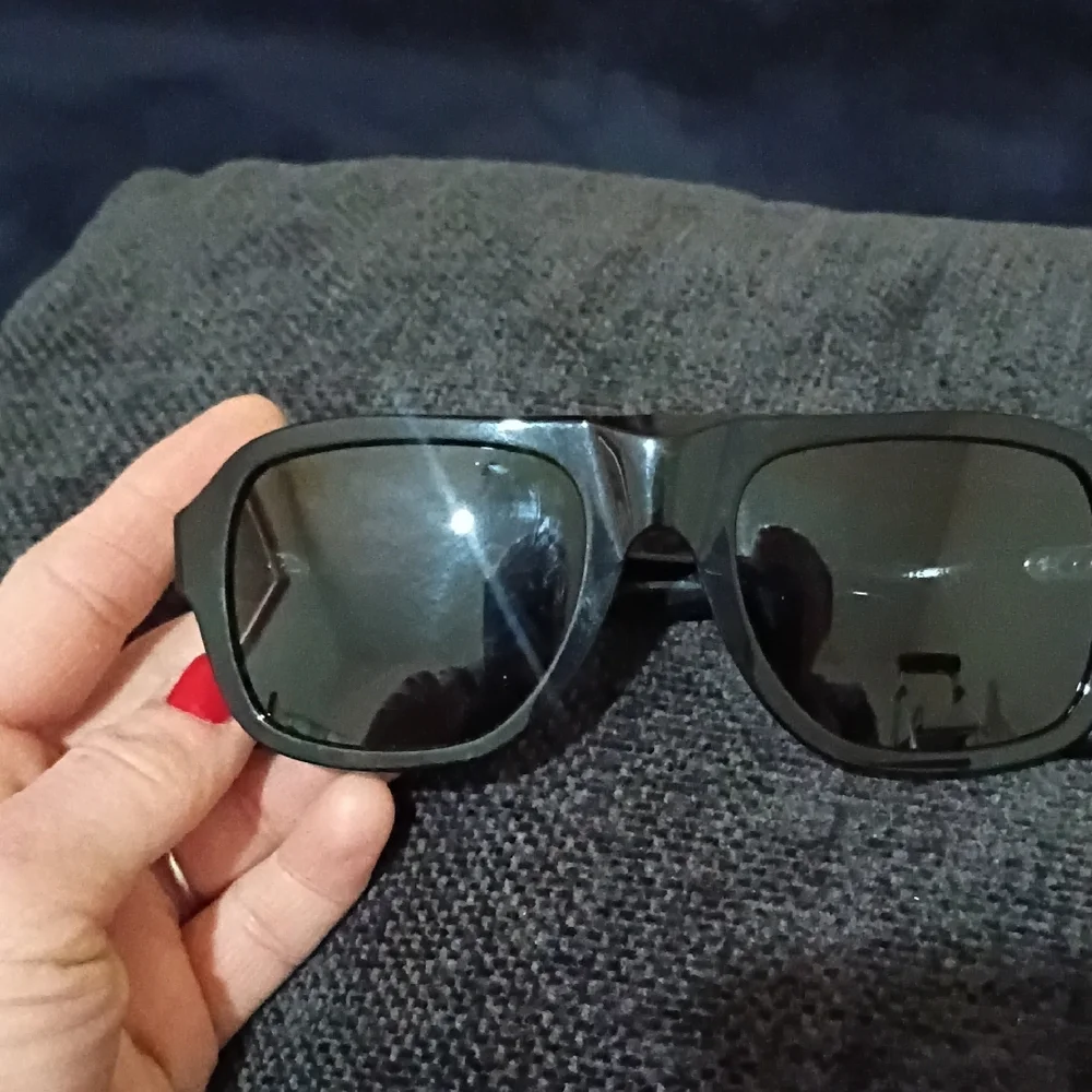 Burberry Black and Silver Logo Temple Sunglasses